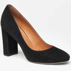 J McLaughlin 9 Black Suede Mila Pumps Block Heels